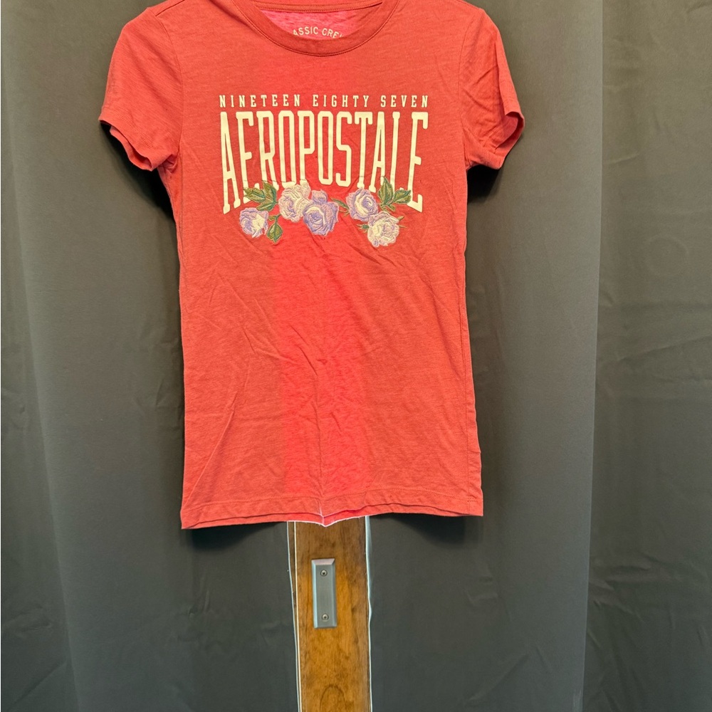 Aeropostale Coral Tee with Floral Design